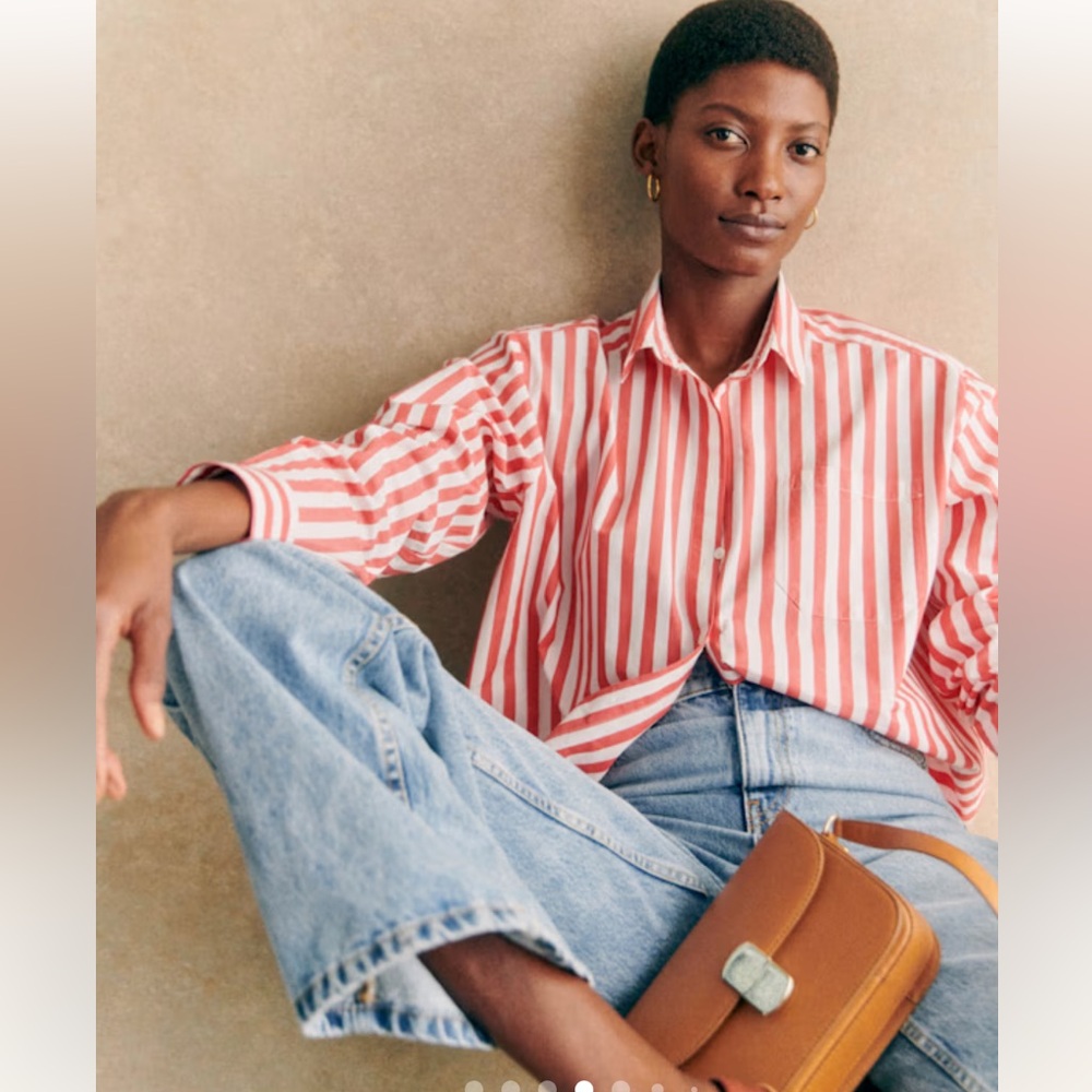 Sezane Max Shirt EU38/US6 in white/red stripes